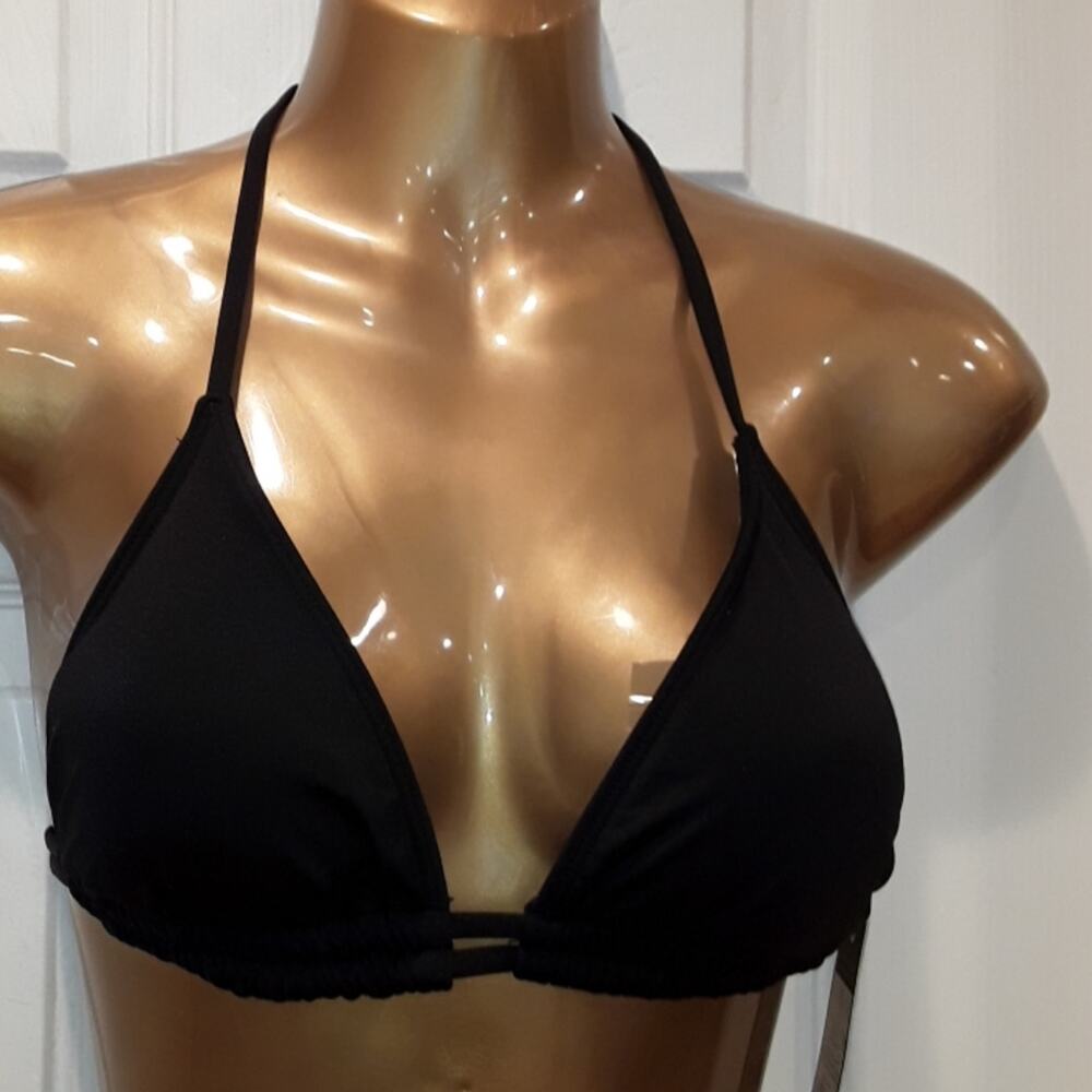 NWT Sz Small  Mossimo Black Strappy Halter Bikini Top